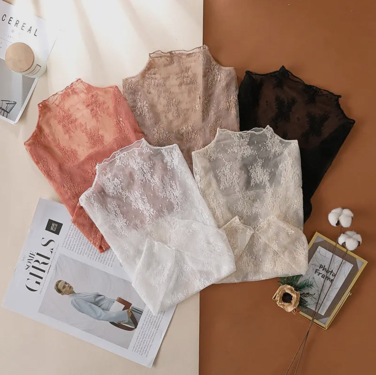Mercedita Lace Sheer Mesh Top Collection