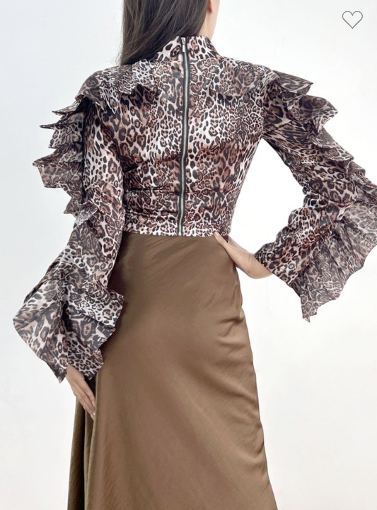 Leopard Blouse with Ruffle