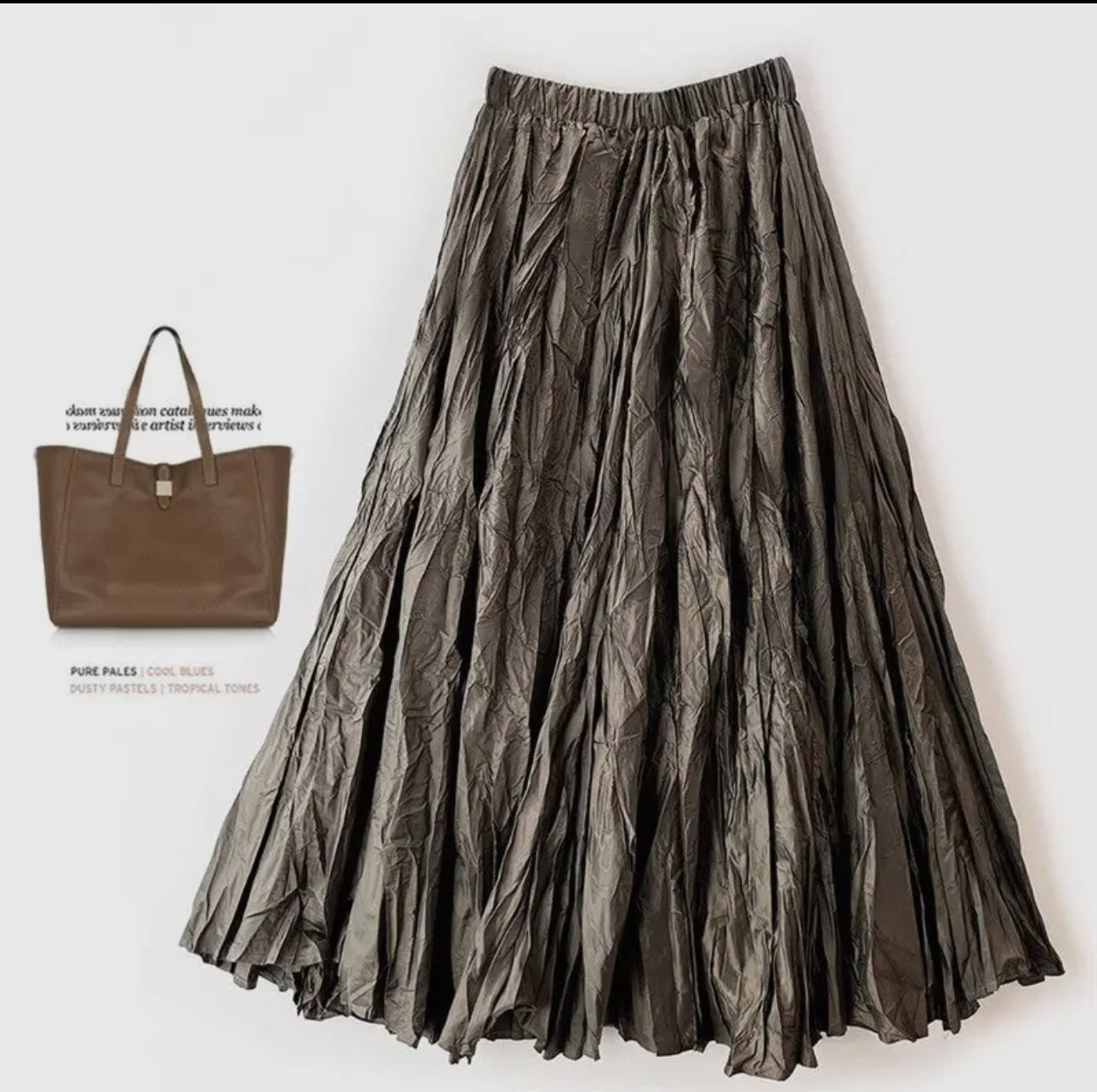 Vicky Vintage Pleated Maxi Skirt with Flare