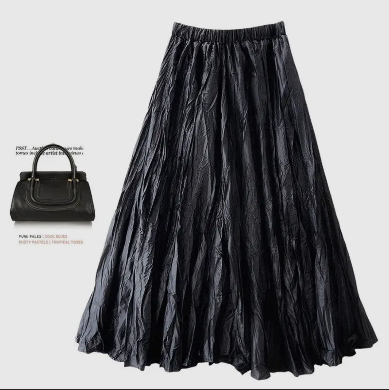 Vicky Vintage Pleated Maxi Skirt with Flare
