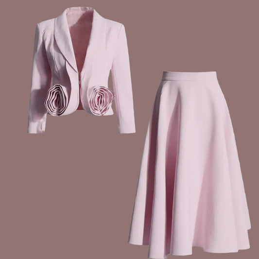 Conjunto de blazer y falda plisada Melanie Rose