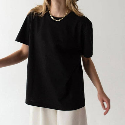 Cotton Crew Neck T-Shirt Short Sleeve Casual Top