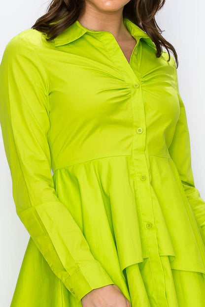 High Low Peplum Button Down dress
