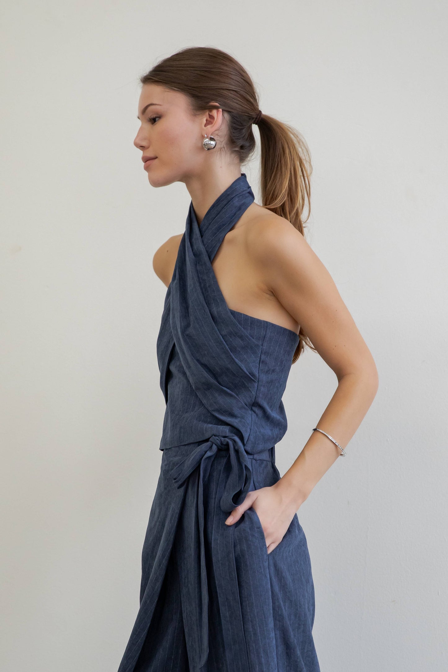 Valeria Cross-Halter Wrap Top