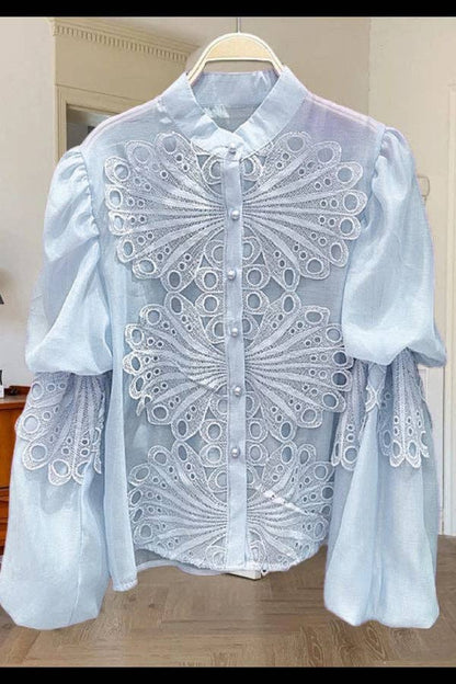 PUFF SLEEVE LACE BLOUSE