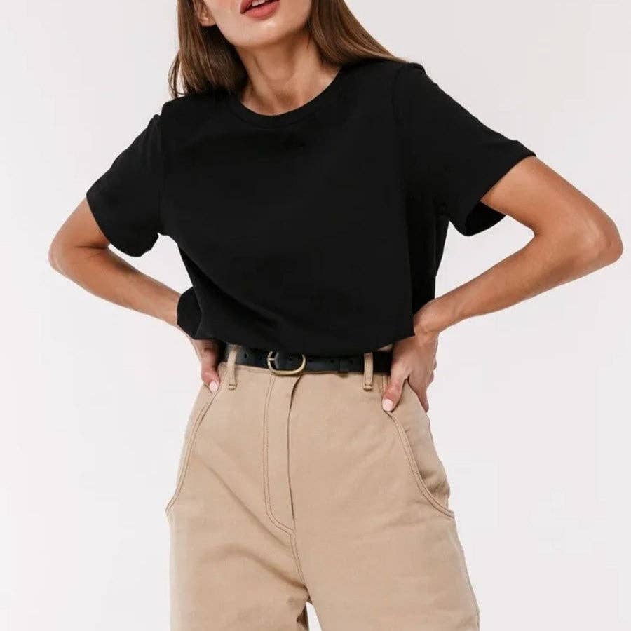 Cotton Crew Neck T-Shirt Short Sleeve Casual Top