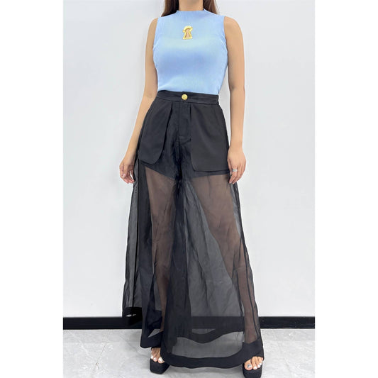 Midnight Illusion Sheer Palazzo Pants