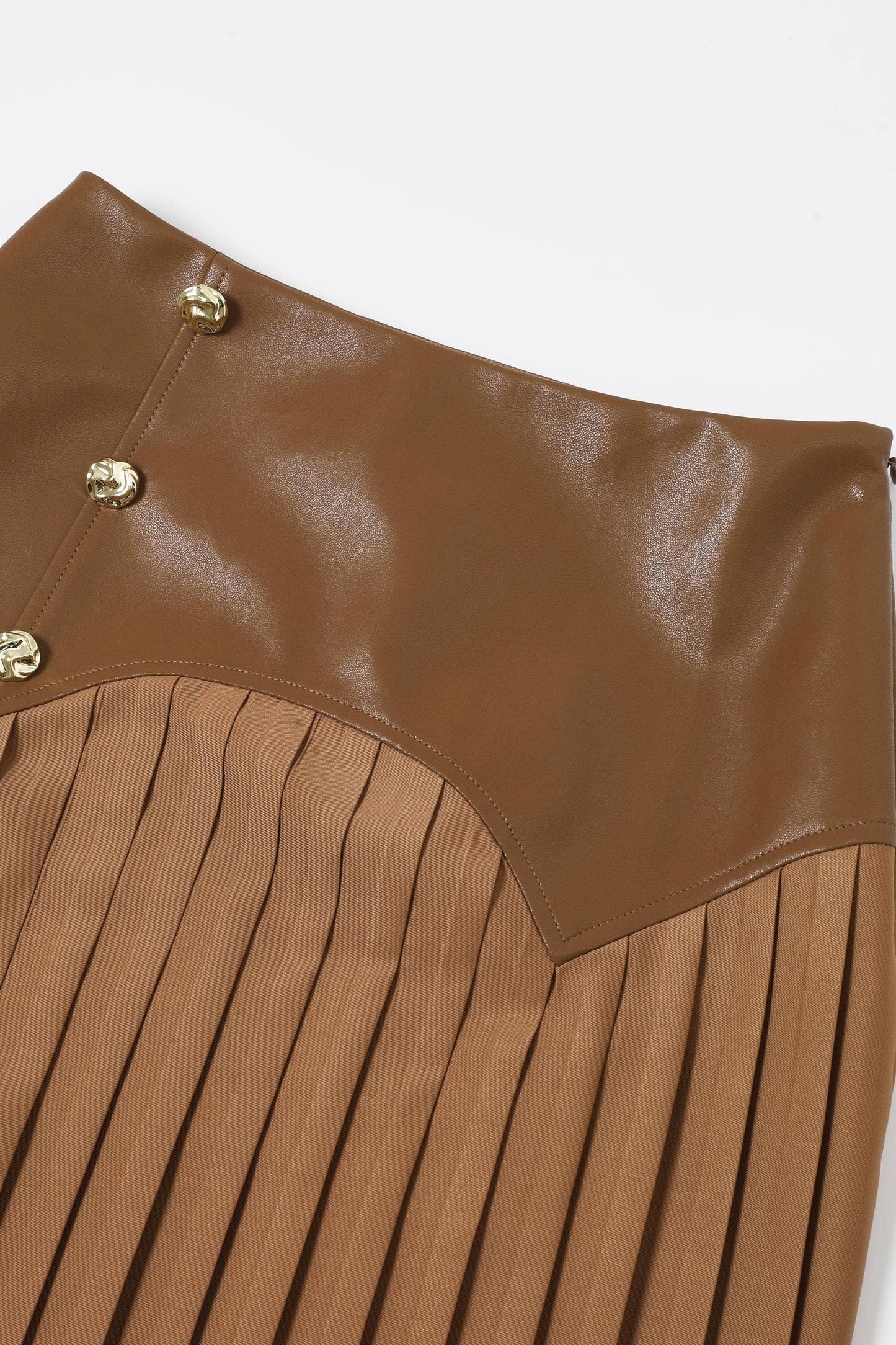 Faux Leather Pleated Midi Skirt