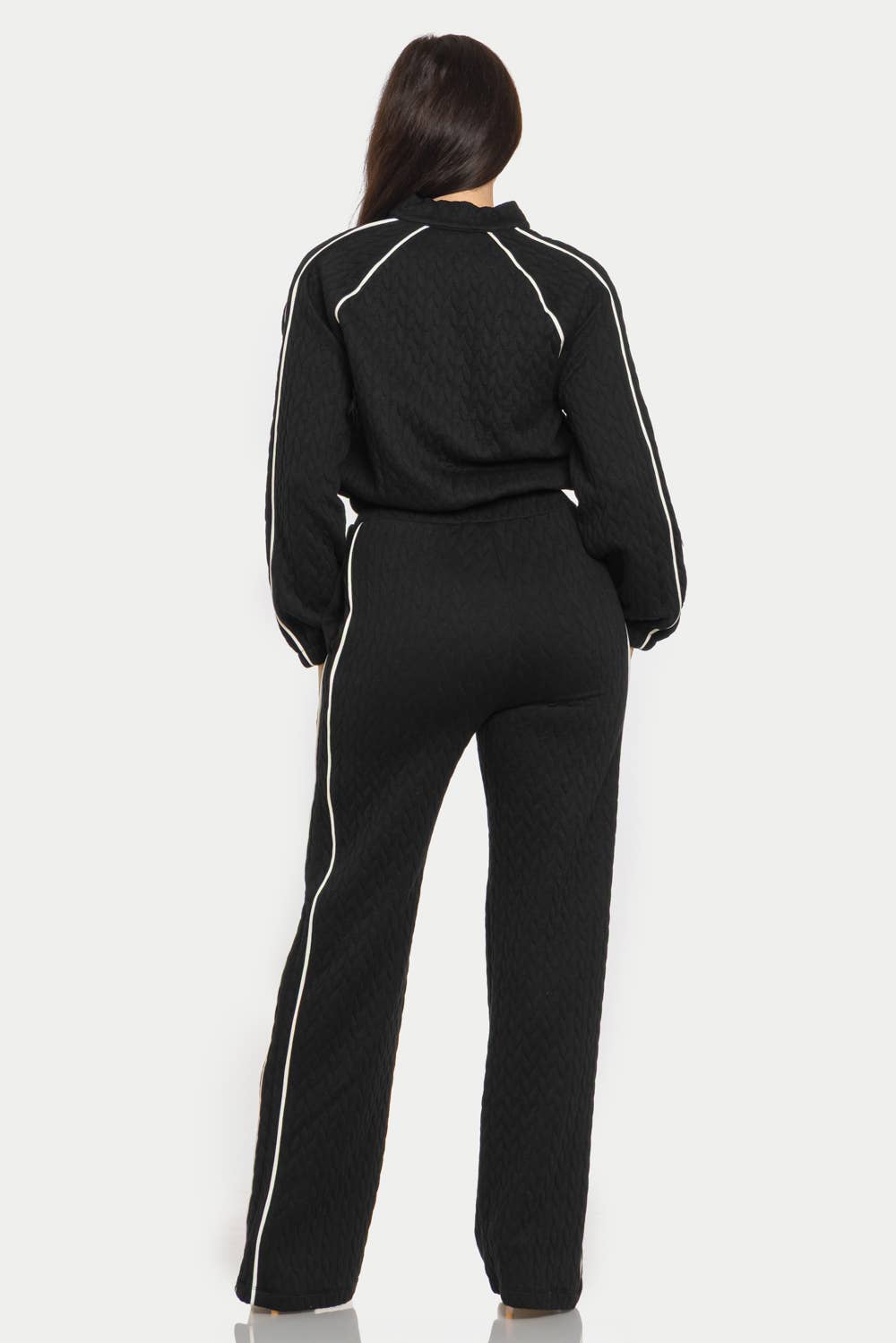 Pipping Stripes Front Zip Up Jacket And Pants Set