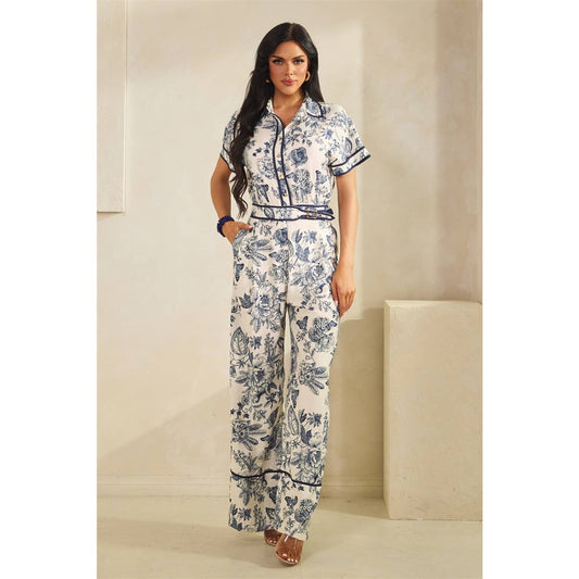 FLORAL PRINT FRONT BUTTON DOWN JUMPSUIT