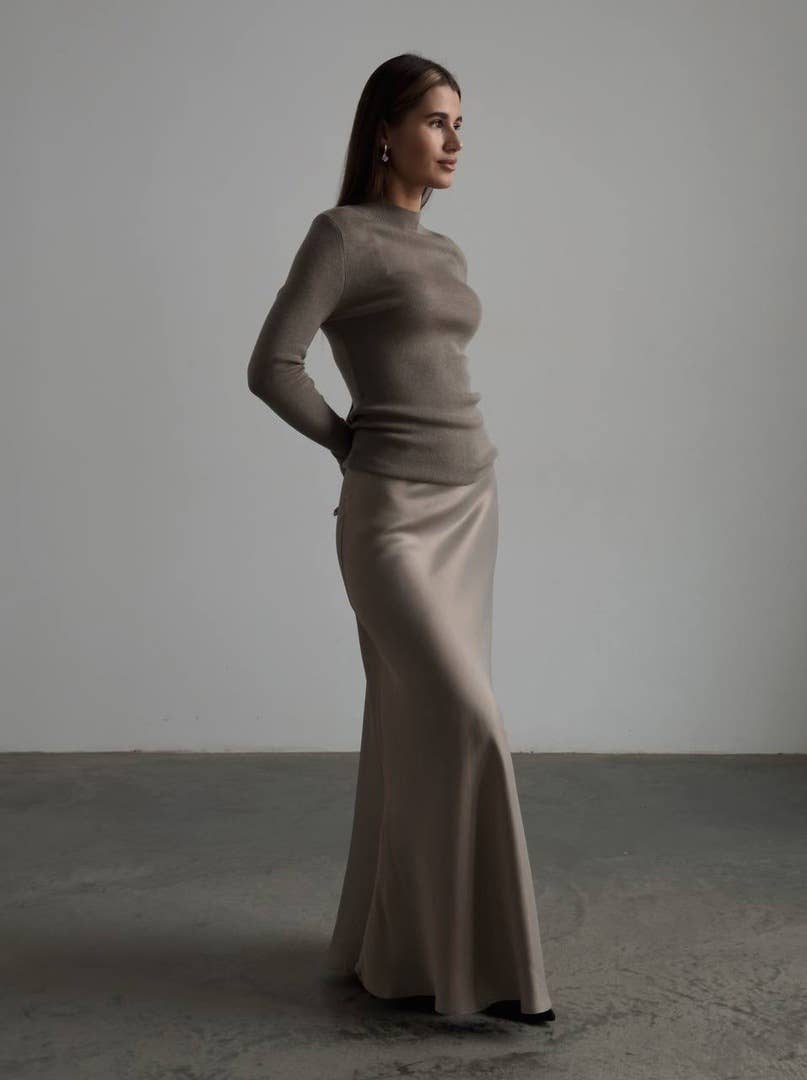 Satin High-Waist Maxi Skirt