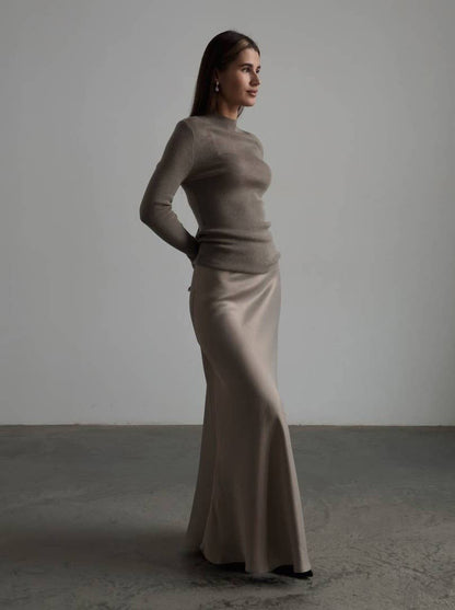 Satin High-Waist Maxi Skirt
