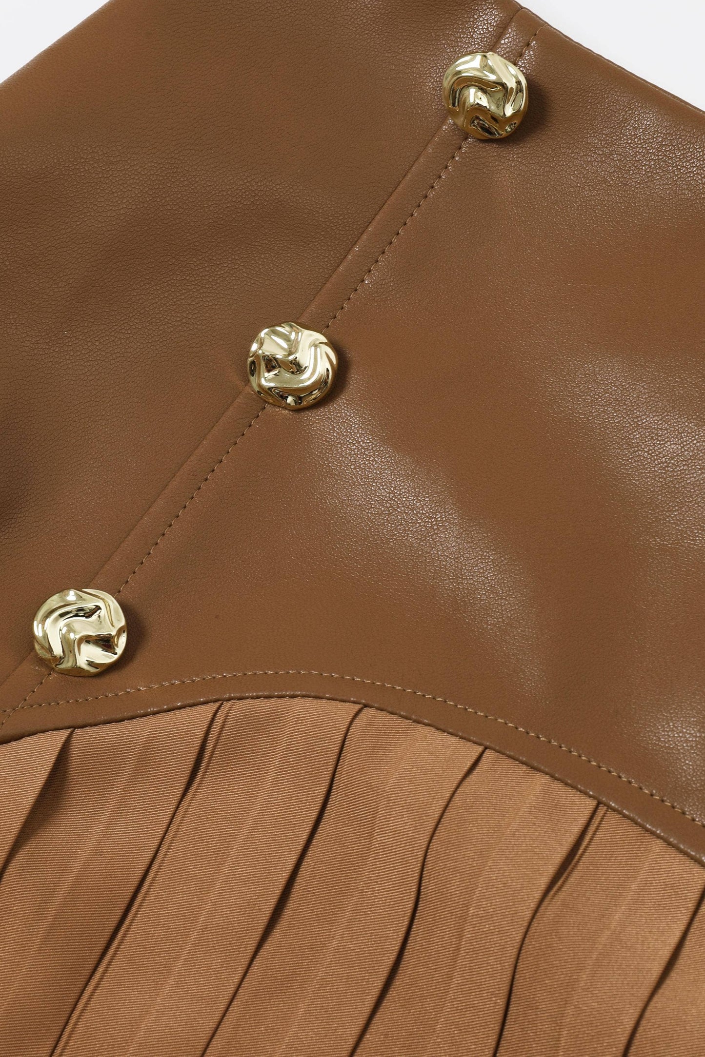 Faux Leather Pleated Midi Skirt