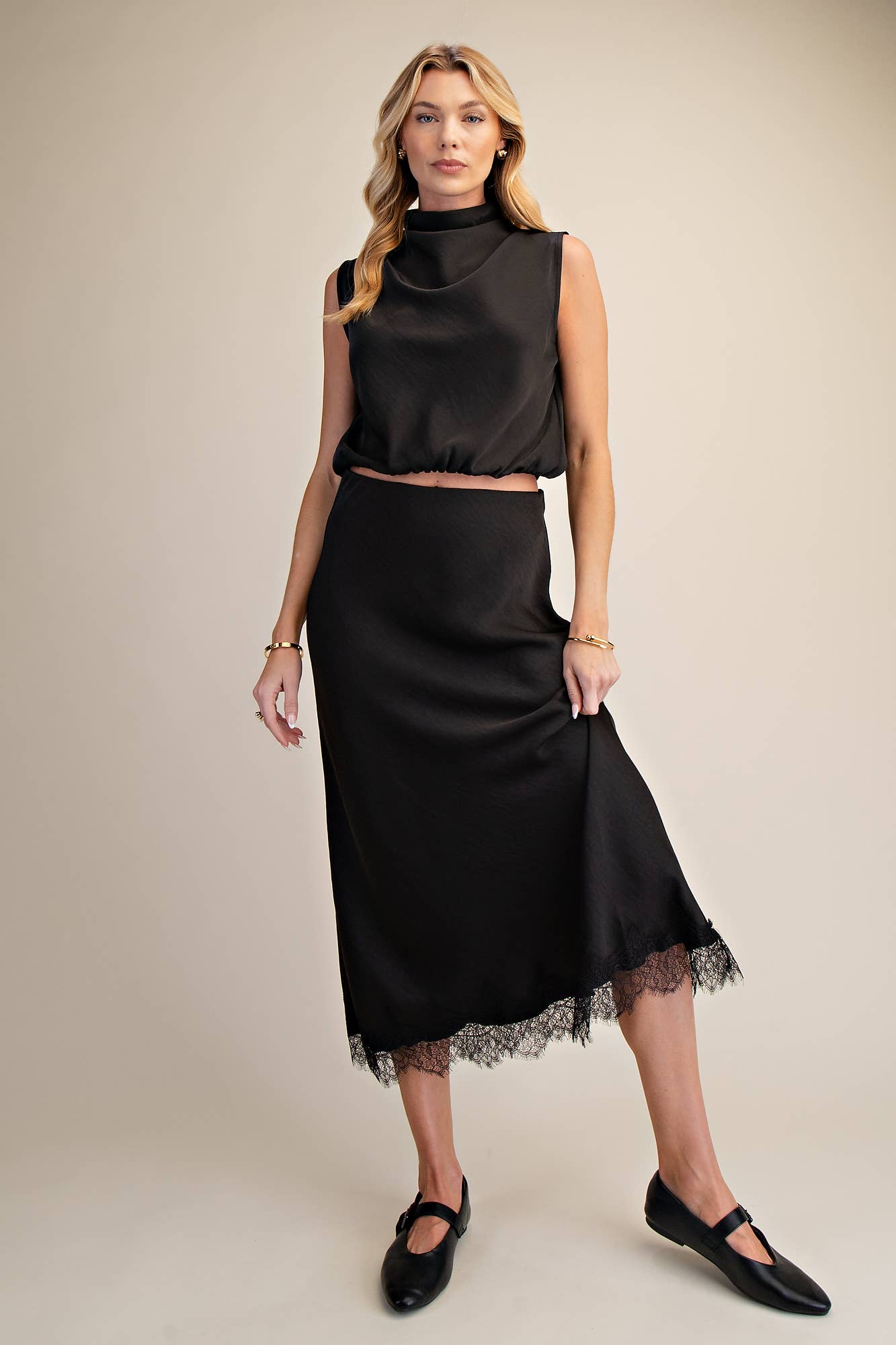 Draping High-Neck Sleeveless Top
