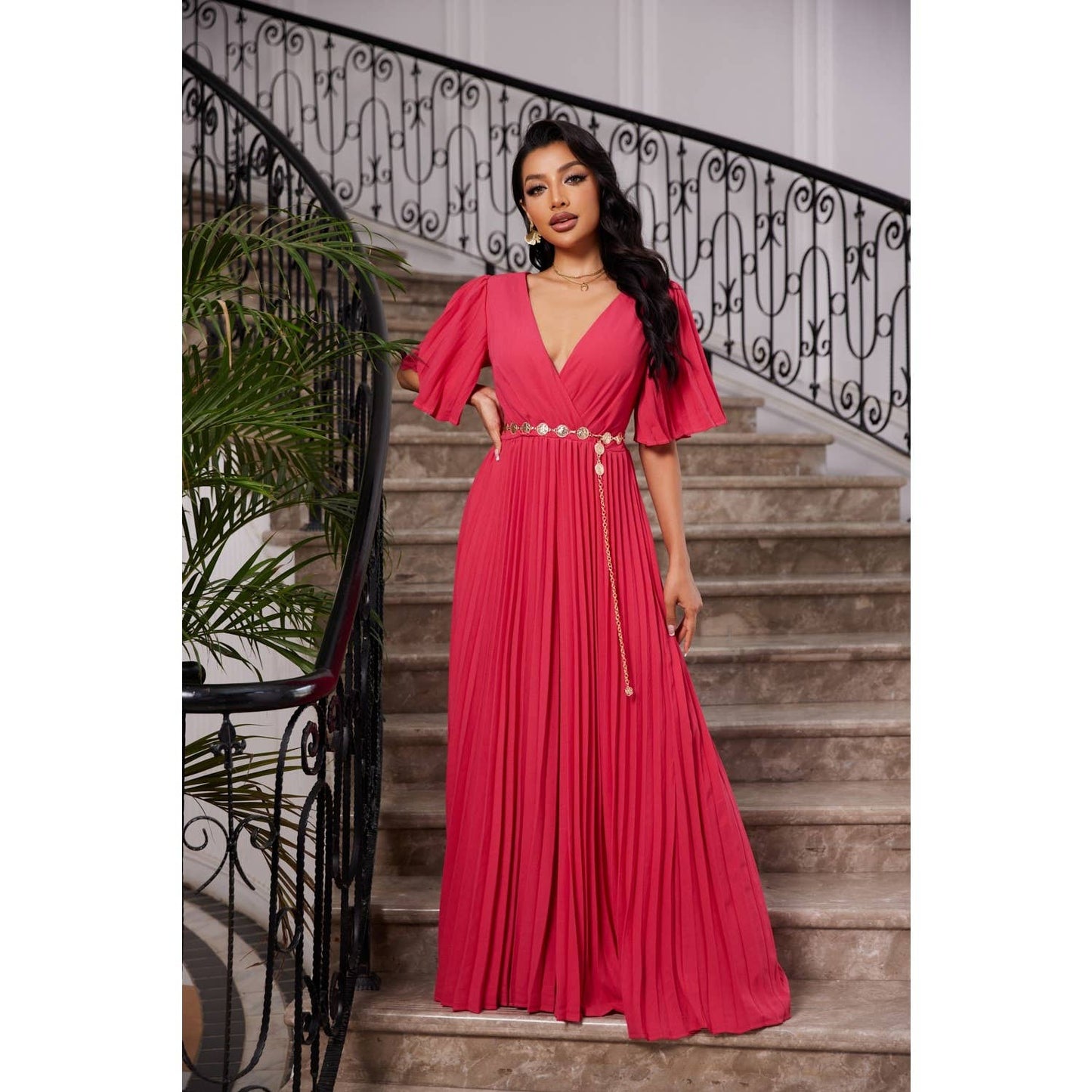 Valentina Pleated Wide-Leg Jumpsuit