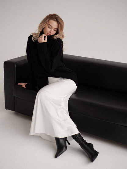 Satin High-Waist Maxi Skirt