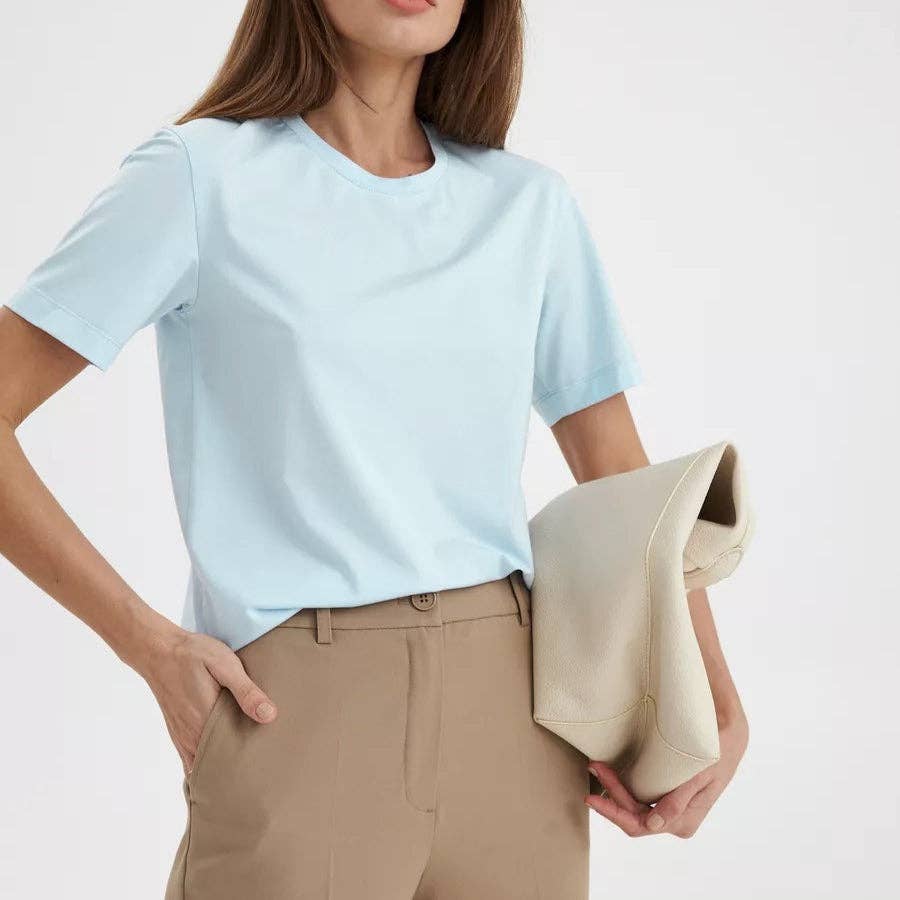 Cotton Crew Neck T-Shirt Short Sleeve Casual Top