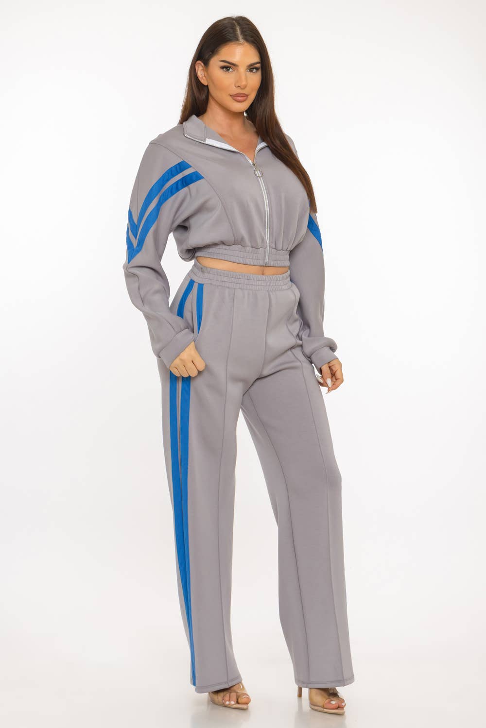 Scuba Sports Mesh Tape Front Zip Up Jacket And Pants Set