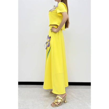 Golden Bloom Luxe Skirt Set