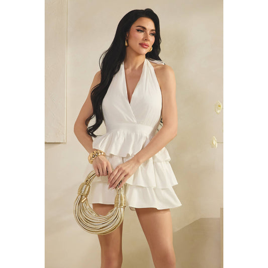 Isabella Ruffle Halter Romper
