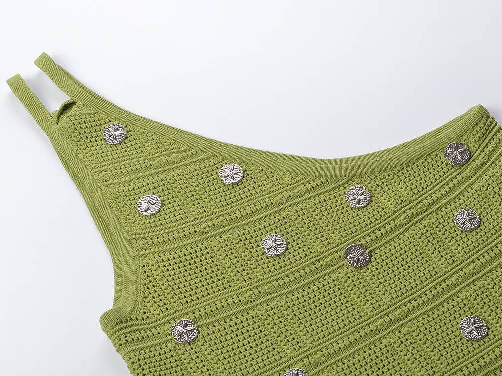 SET-36 Chic Summer Waist Tassel Knitted Skirt and Vest Set