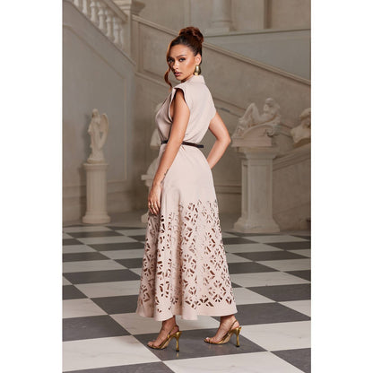 Ivory Aura Laser-Cut Maxi Dress