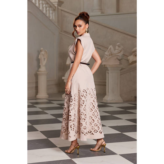 Ivory Aura Laser-Cut Maxi Dress