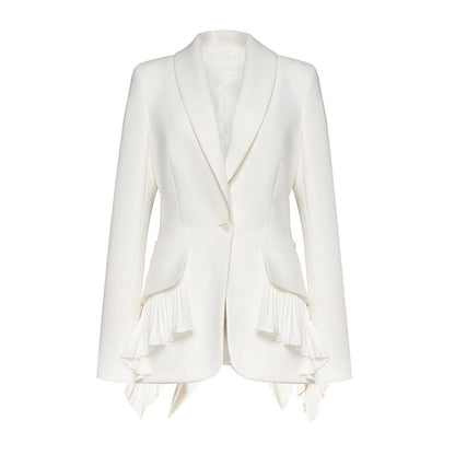 YOHAN Elegant Pleated Hem Jacket - Spring/Autumn Chic