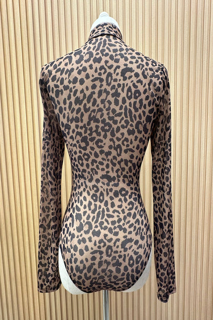 T289-5914-Karen Pretty Animal Print Mesh Bodysuit
