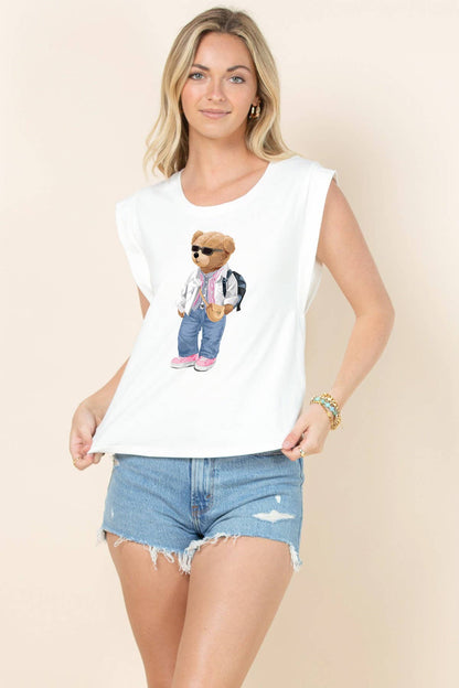 T1632-6252-Lydia Traveler Bear Girl  Double Inner Tank Top