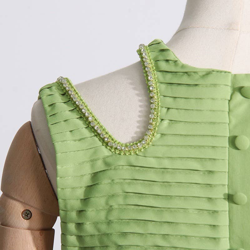 SET083 Sultry Wrap-Top & Pleated Skirt Ensemble