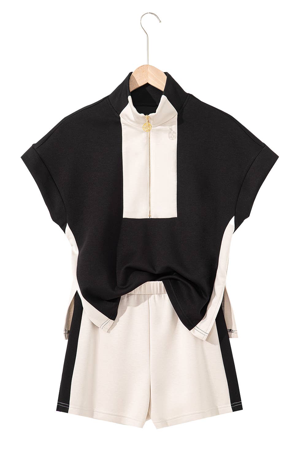 Contrast Zipped T Shirt and Short Set