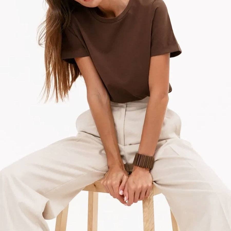 Cotton Crew Neck T-Shirt Short Sleeve Casual Top