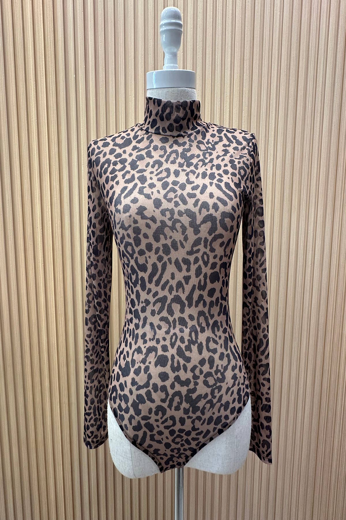 T289-5914-Karen Pretty Animal Print Mesh Bodysuit