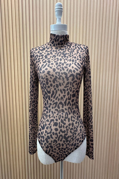 T289-5914-Karen Pretty Animal Print Mesh Bodysuit