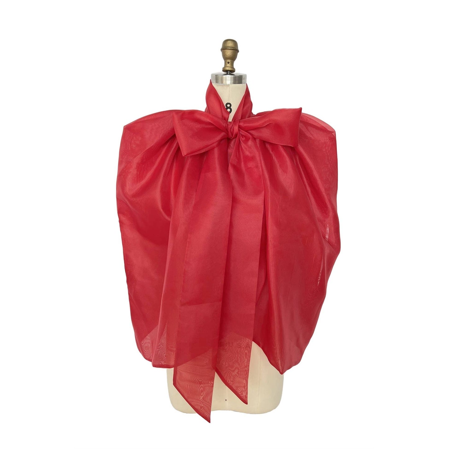 Sheer Organza Bow Tie Cape-Style Blouse
