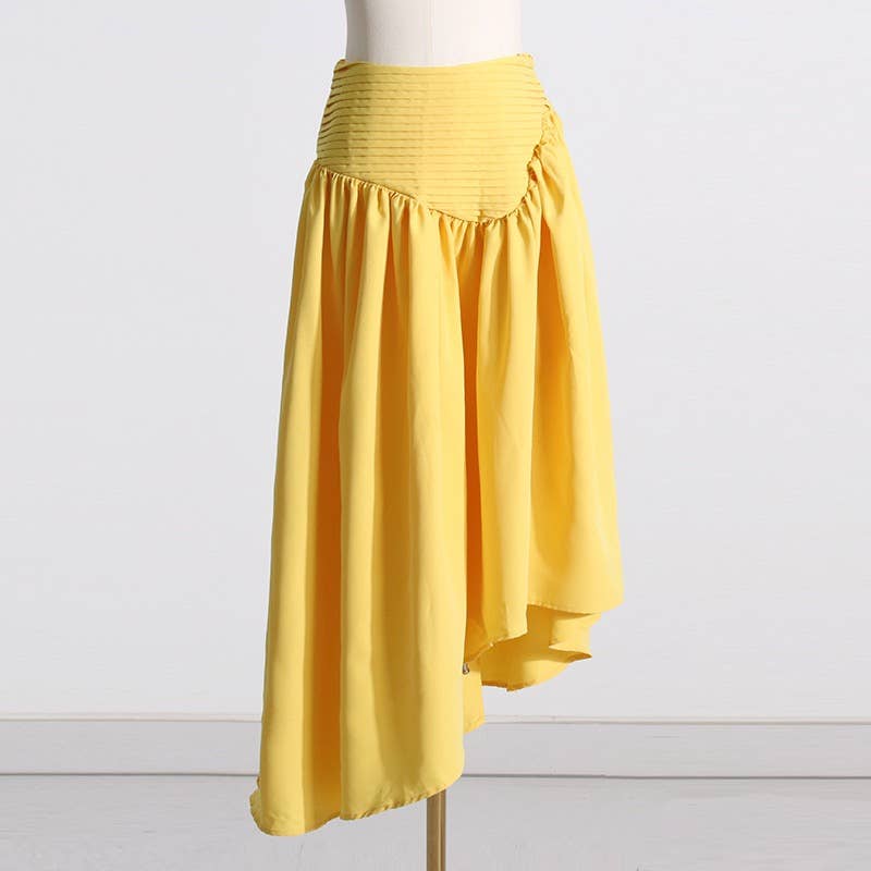 SET083 Sultry Wrap-Top & Pleated Skirt Ensemble