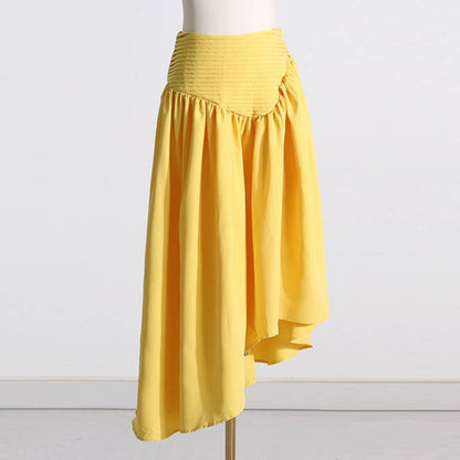 SET083 Sultry Wrap-Top & Pleated Skirt Ensemble