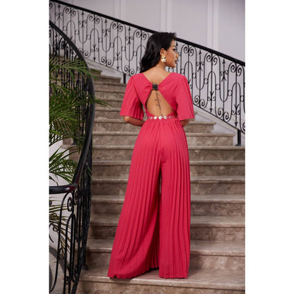 Valentina Pleated Wide-Leg Jumpsuit