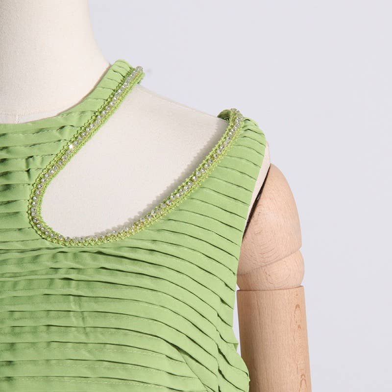 SET083 Sultry Wrap-Top & Pleated Skirt Ensemble