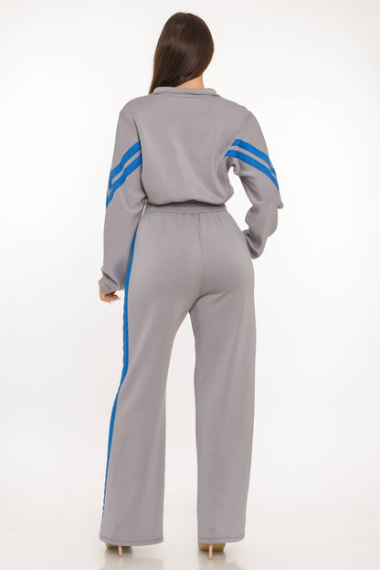 Scuba Sports Mesh Tape Front Zip Up Jacket And Pants Set