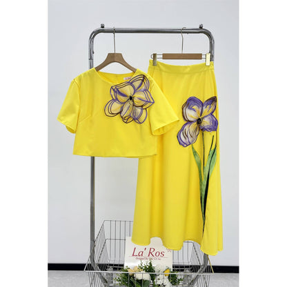 Golden Bloom Luxe Skirt Set