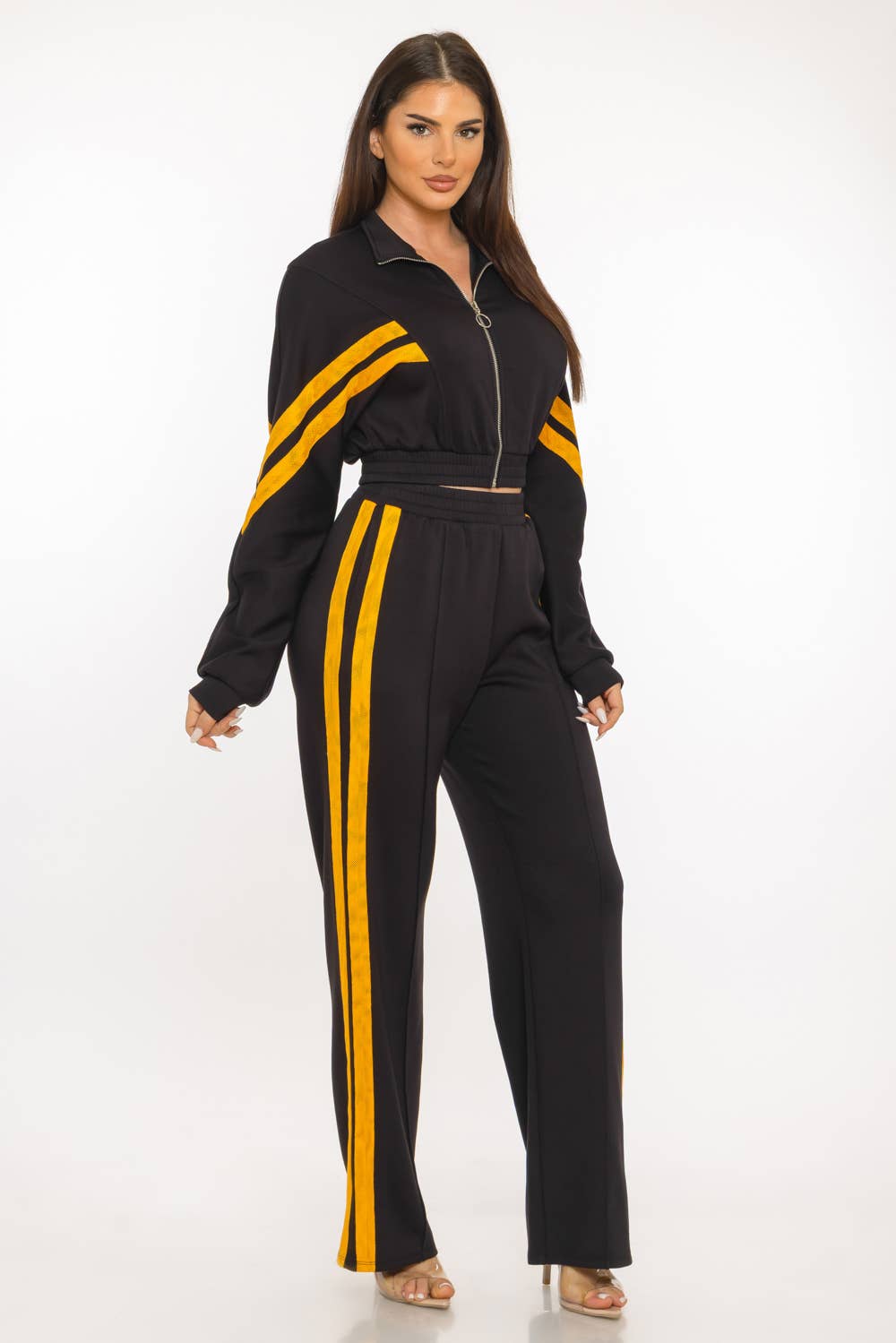 Scuba Sports Mesh Tape Front Zip Up Jacket And Pants Set