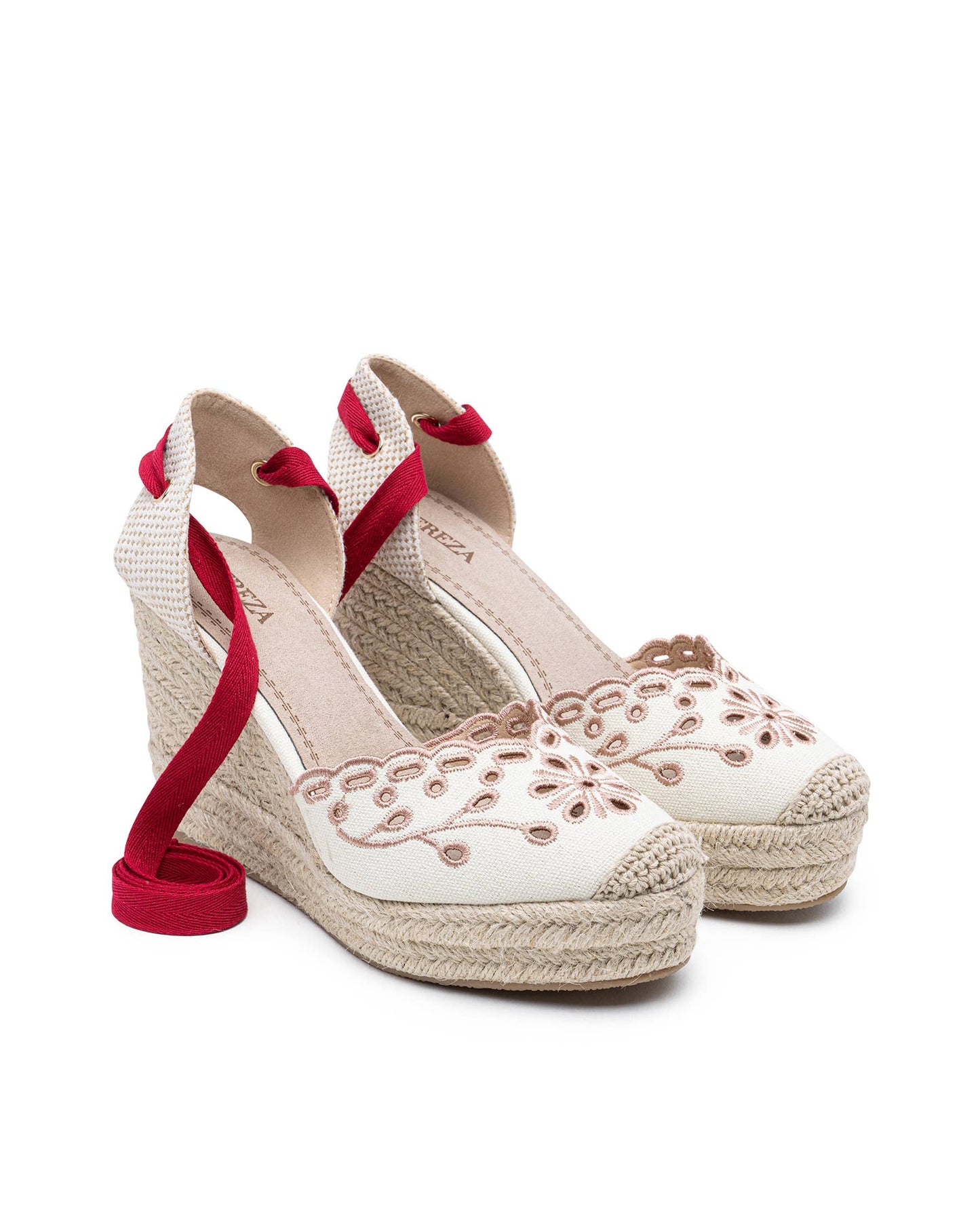 Floral Embroidery High Wedge Espadrille Sandals