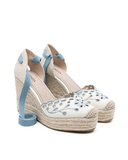 Floral Embroidery High Wedge Espadrille Sandals