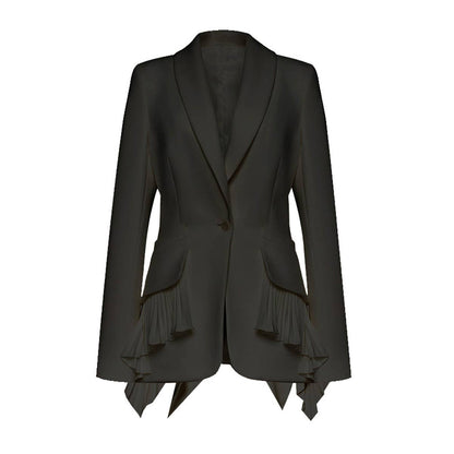 YOHAN Elegant Pleated Hem Jacket - Spring/Autumn Chic