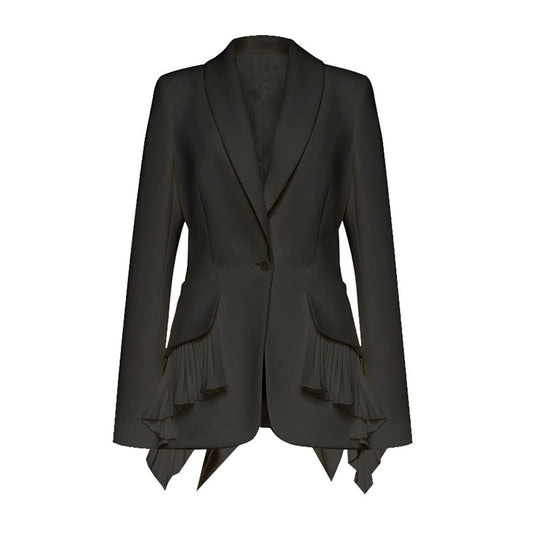 YOHAN Elegant Pleated Hem Jacket - Spring/Autumn Chic